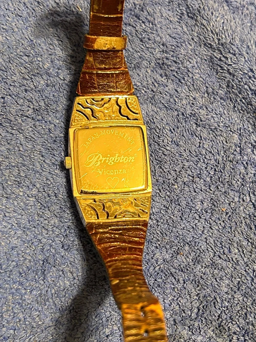 Brighton Vicenza women’s watch Japan movement reversible band brn/blk new batt.